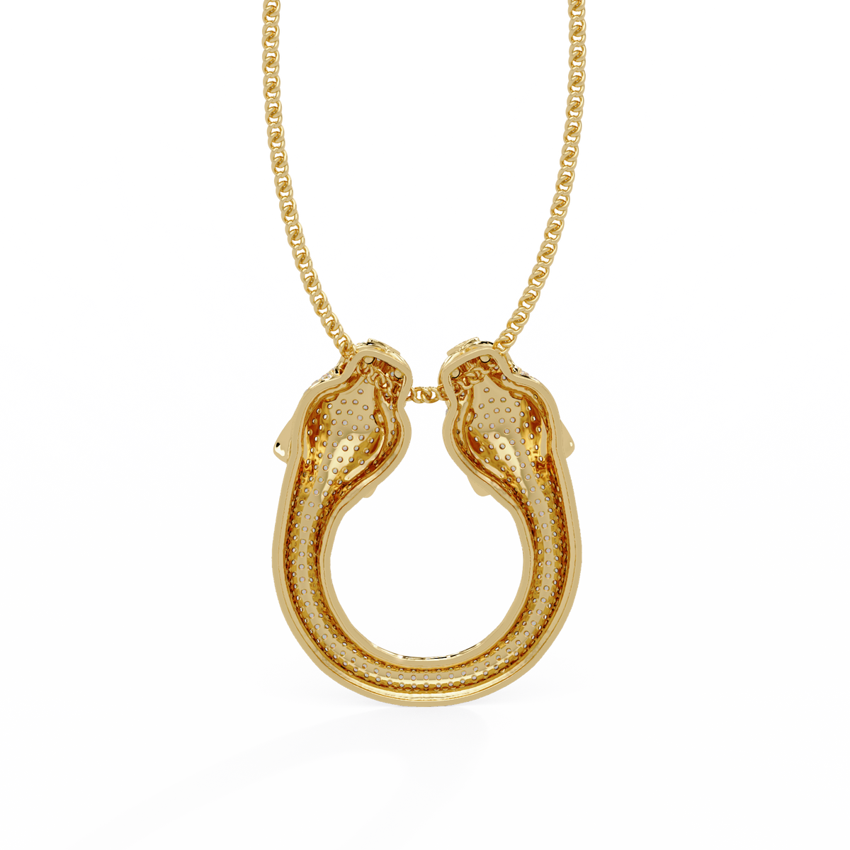 Iced Double Panther Head Lab grown Diamond Pendant - HIGHCARAT DIAMONDS