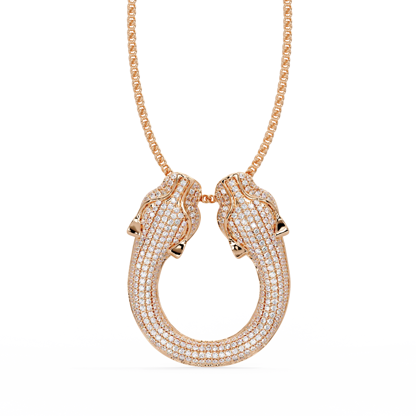 Iced Double Panther Head Lab grown Diamond Pendant - HIGHCARAT DIAMONDS