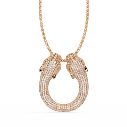 Iced Double Panther Head Lab grown Diamond Pendant - HIGHCARAT DIAMONDS