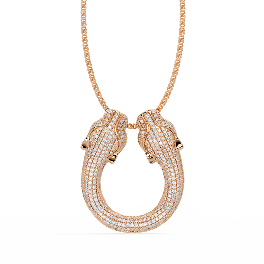 Iced Double Panther Head Lab grown Diamond Pendant - HIGHCARAT DIAMONDS