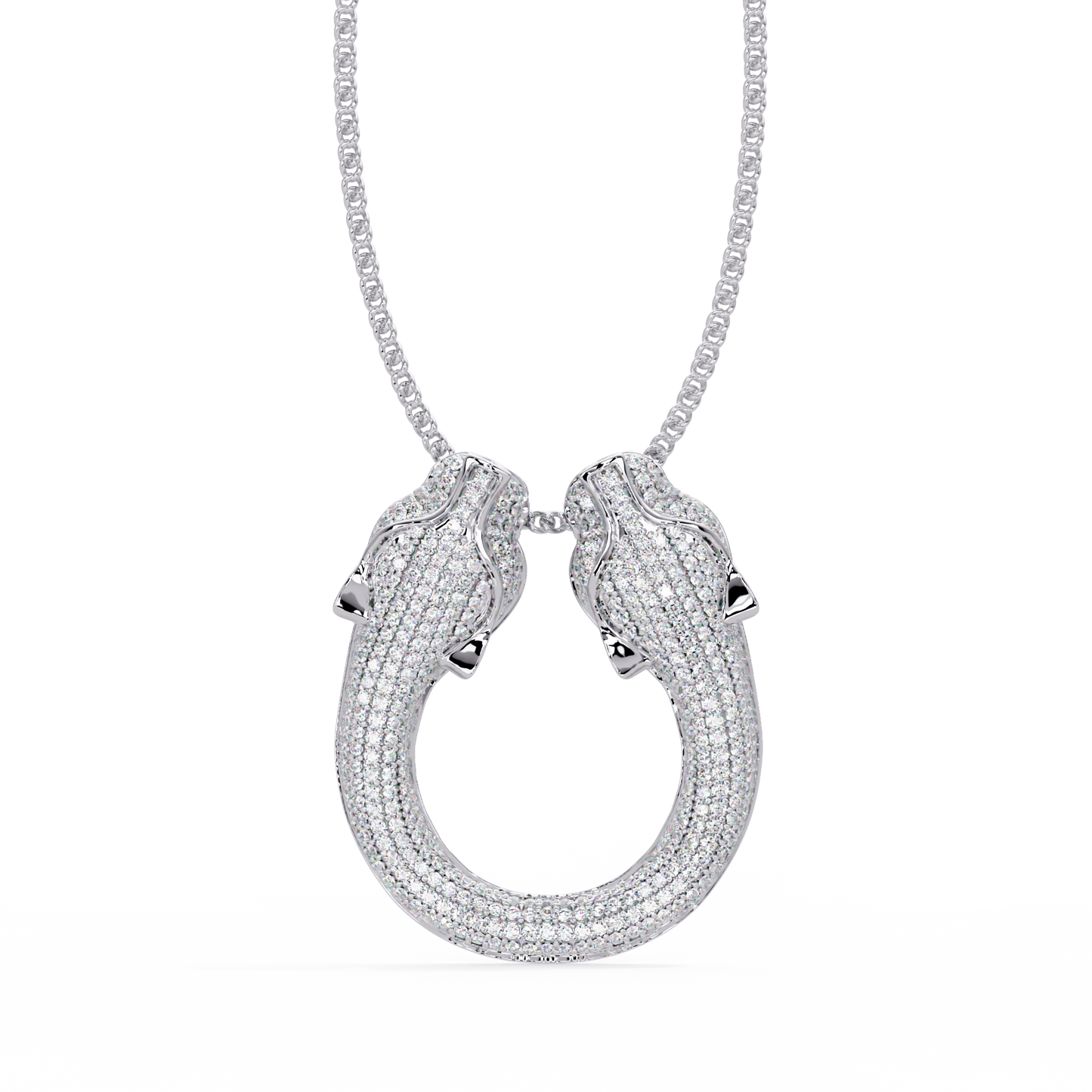 Iced Double Panther Head Lab grown Diamond Pendant - HIGHCARAT DIAMONDS