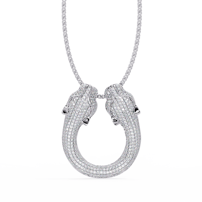 Iced Double Panther Head Lab grown Diamond Pendant - HIGHCARAT DIAMONDS