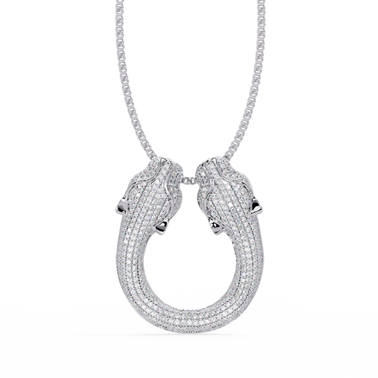 Iced Double Panther Head Lab grown Diamond Pendant - HIGHCARAT DIAMONDS