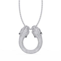 Iced Double Panther Head Lab grown Diamond Pendant - HIGHCARAT DIAMONDS