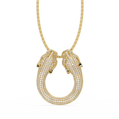 Iced Double Panther Head Lab grown Diamond Pendant - HIGHCARAT DIAMONDS