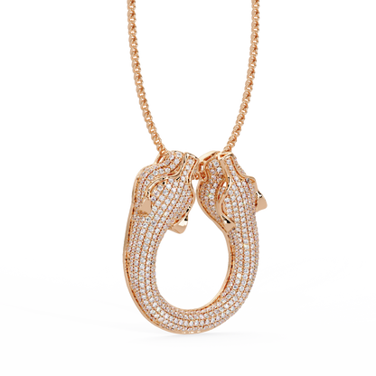 Iced Double Panther Head Lab grown Diamond Pendant - HIGHCARAT DIAMONDS