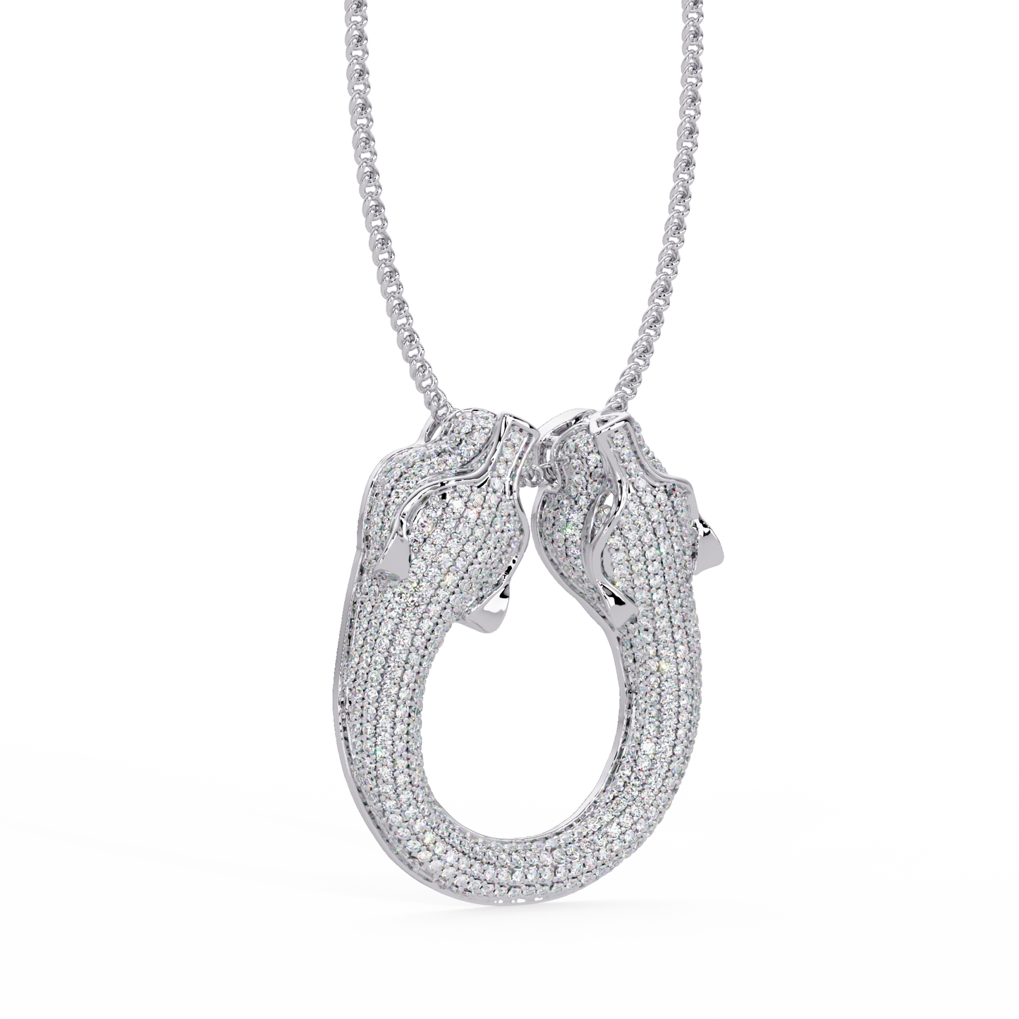 Iced Double Panther Head Lab grown Diamond Pendant - HIGHCARAT DIAMONDS
