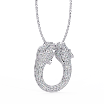 Iced Double Panther Head Lab grown Diamond Pendant - HIGHCARAT DIAMONDS