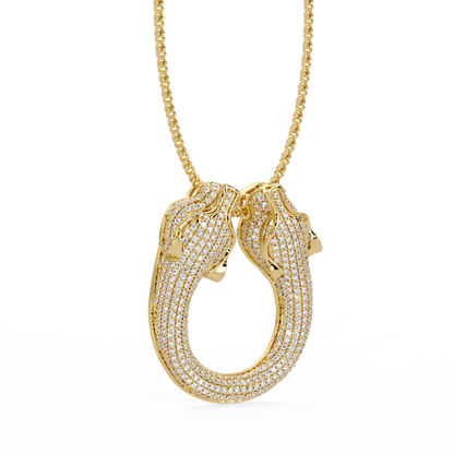 Iced Double Panther Head Lab grown Diamond Pendant - HIGHCARAT DIAMONDS