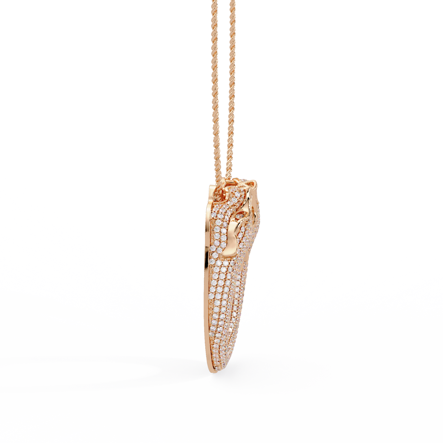 Iced Double Panther Head Lab grown Diamond Pendant - HIGHCARAT DIAMONDS