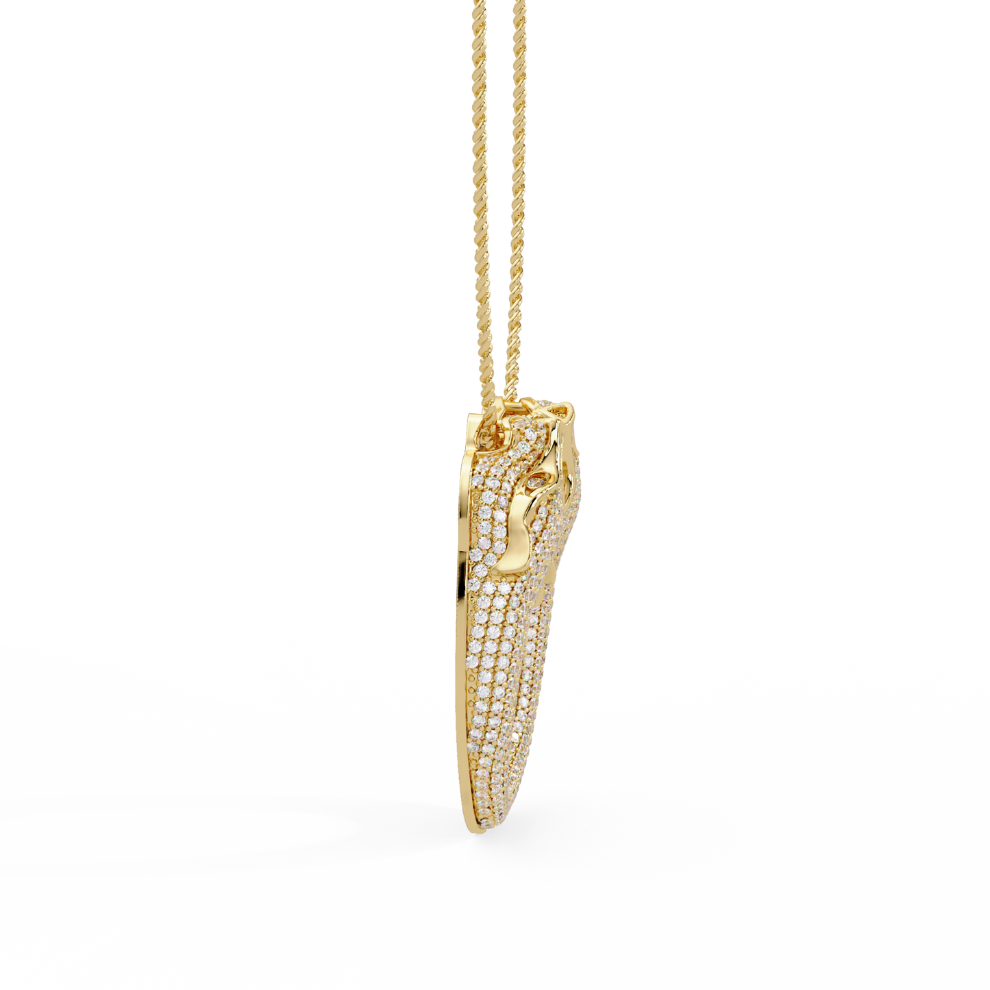 Iced Double Panther Head Lab grown Diamond Pendant - HIGHCARAT DIAMONDS