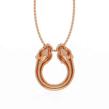 Iced Double Panther Head Lab grown Diamond Pendant - HIGHCARAT DIAMONDS