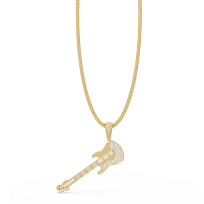 Iced Electric Guitar Lab Grown Diamond Pendant Necklace - HIGHCARAT DIAMONDS