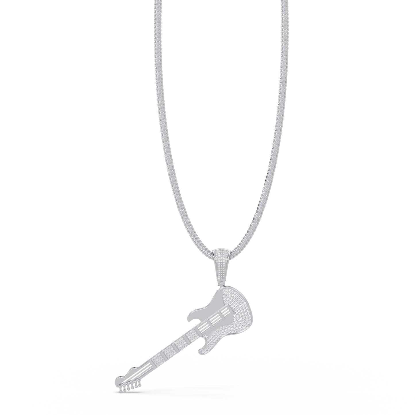 Iced Electric Guitar Lab Grown Diamond Pendant Necklace - HIGHCARAT DIAMONDS
