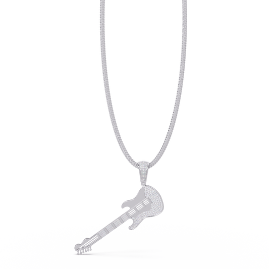 Iced Electric Guitar Lab Grown Diamond Pendant Necklace - HIGHCARAT DIAMONDS