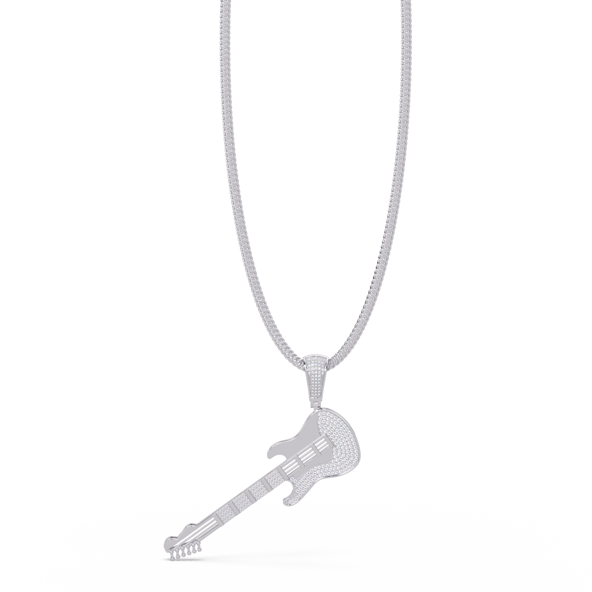 Iced Electric Guitar Lab Grown Diamond Pendant Necklace - HIGHCARAT DIAMONDS