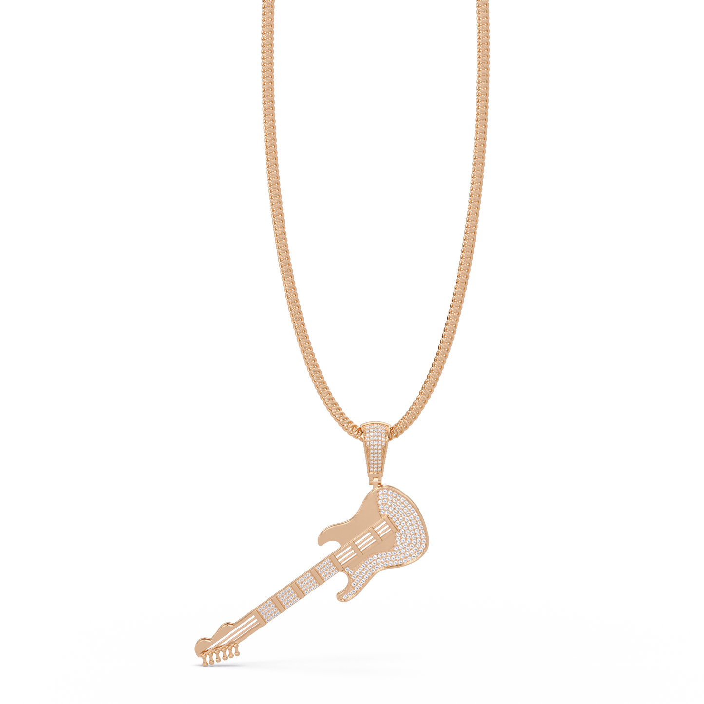Iced Electric Guitar Lab Grown Diamond Pendant Necklace - HIGHCARAT DIAMONDS