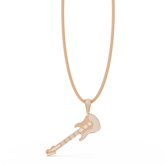 Iced Electric Guitar Lab Grown Diamond Pendant Necklace - HIGHCARAT DIAMONDS