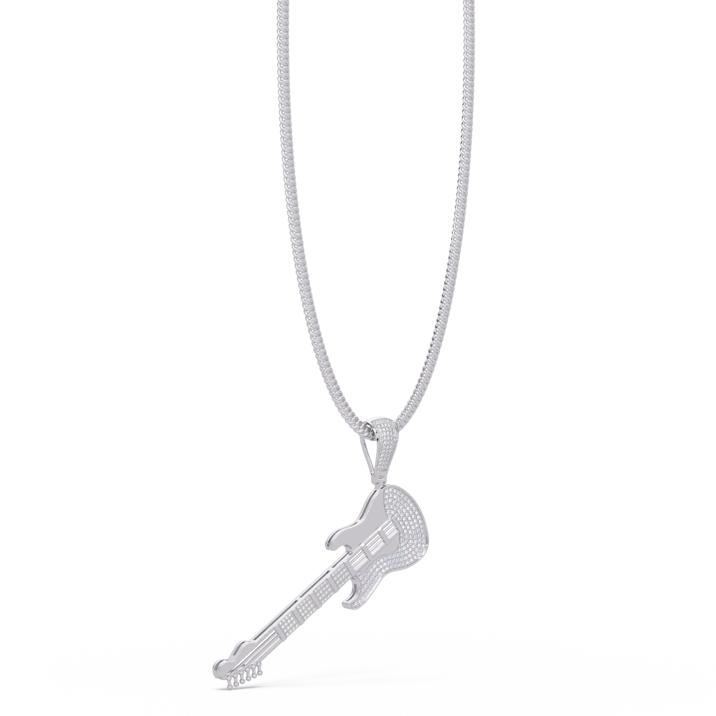 Iced Electric Guitar Lab Grown Diamond Pendant Necklace - HIGHCARAT DIAMONDS