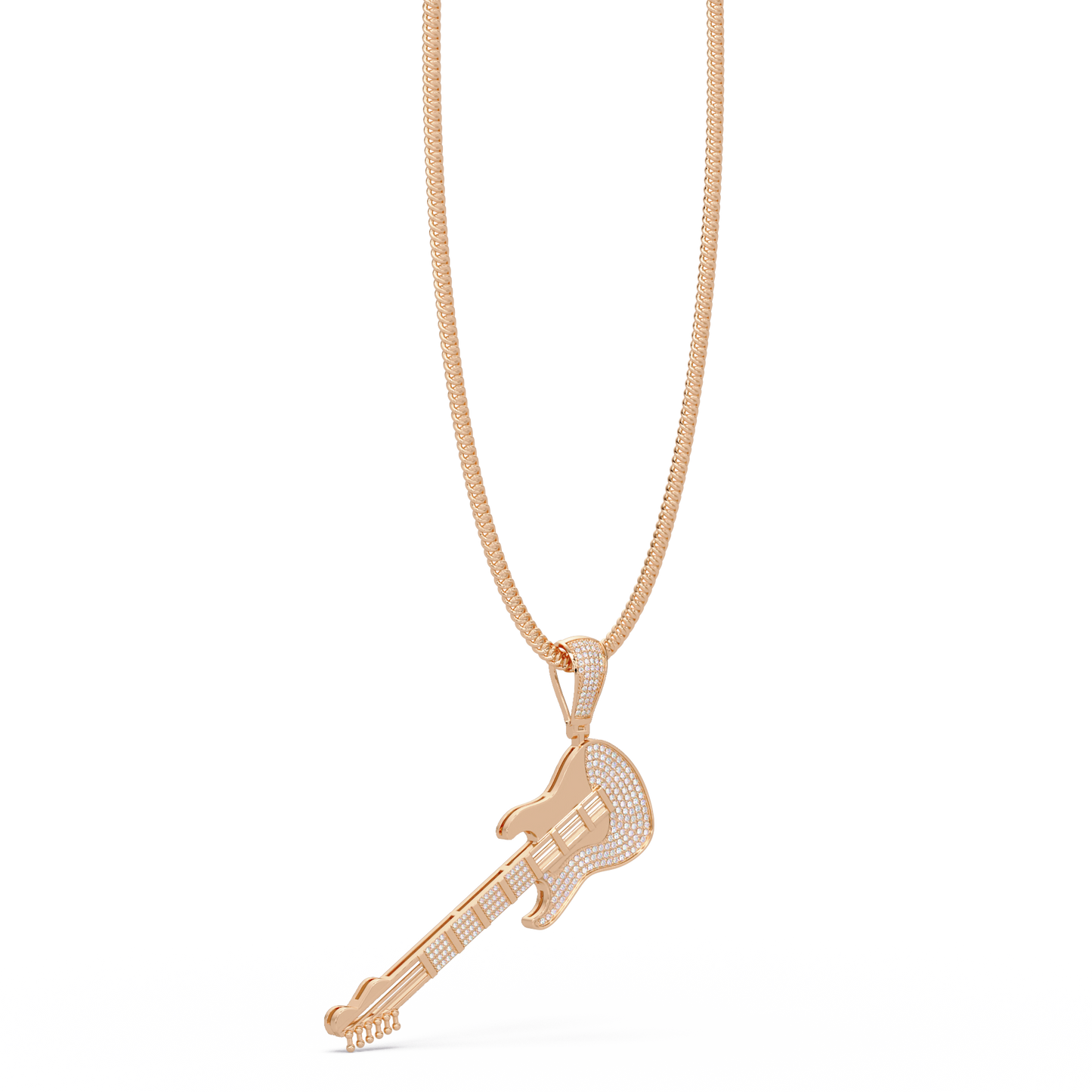 Iced Electric Guitar Lab Grown Diamond Pendant Necklace - HIGHCARAT DIAMONDS