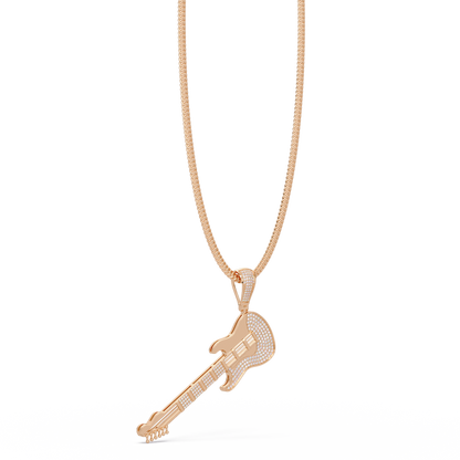 Iced Electric Guitar Lab Grown Diamond Pendant Necklace - HIGHCARAT DIAMONDS