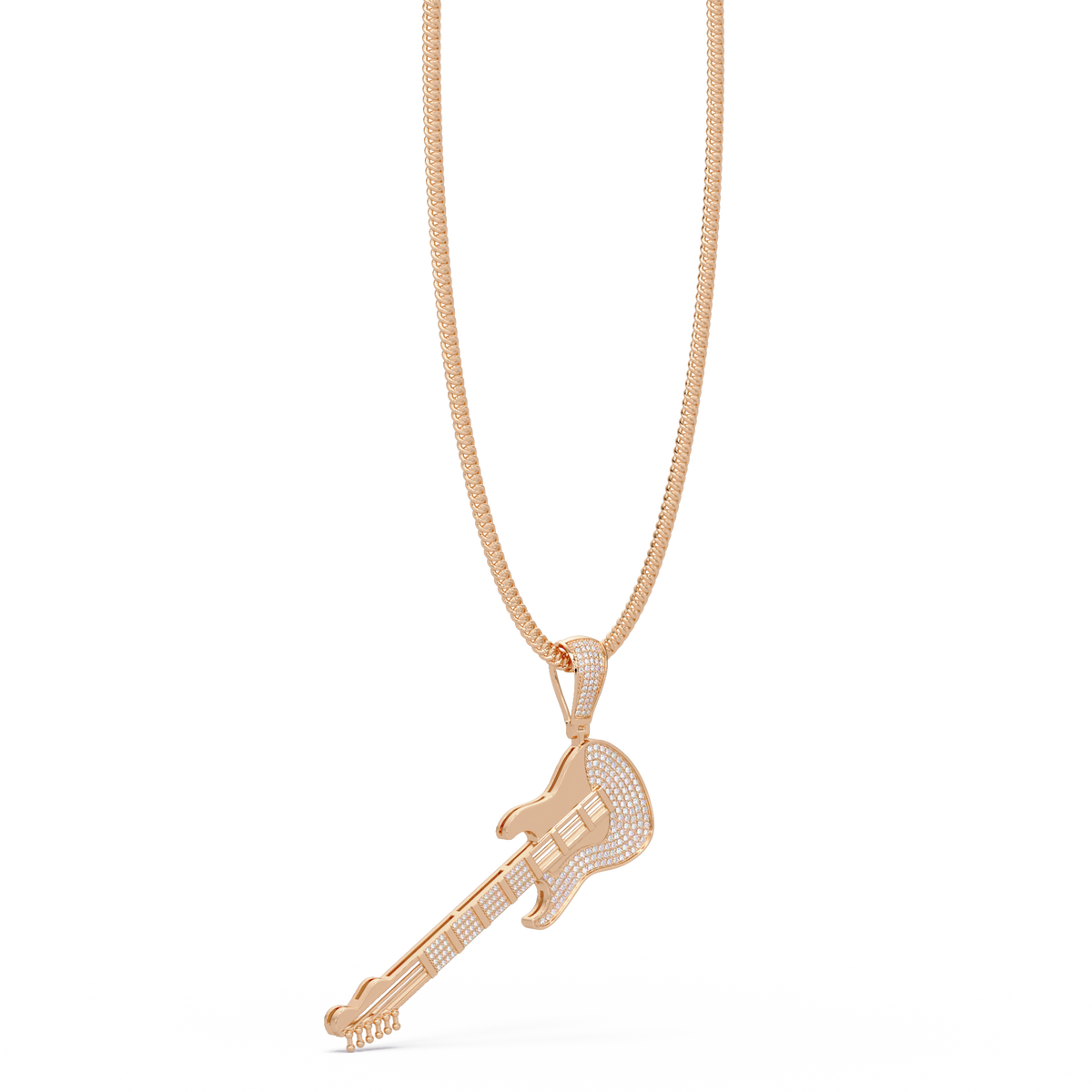 Iced Electric Guitar Lab Grown Diamond Pendant Necklace - HIGHCARAT DIAMONDS