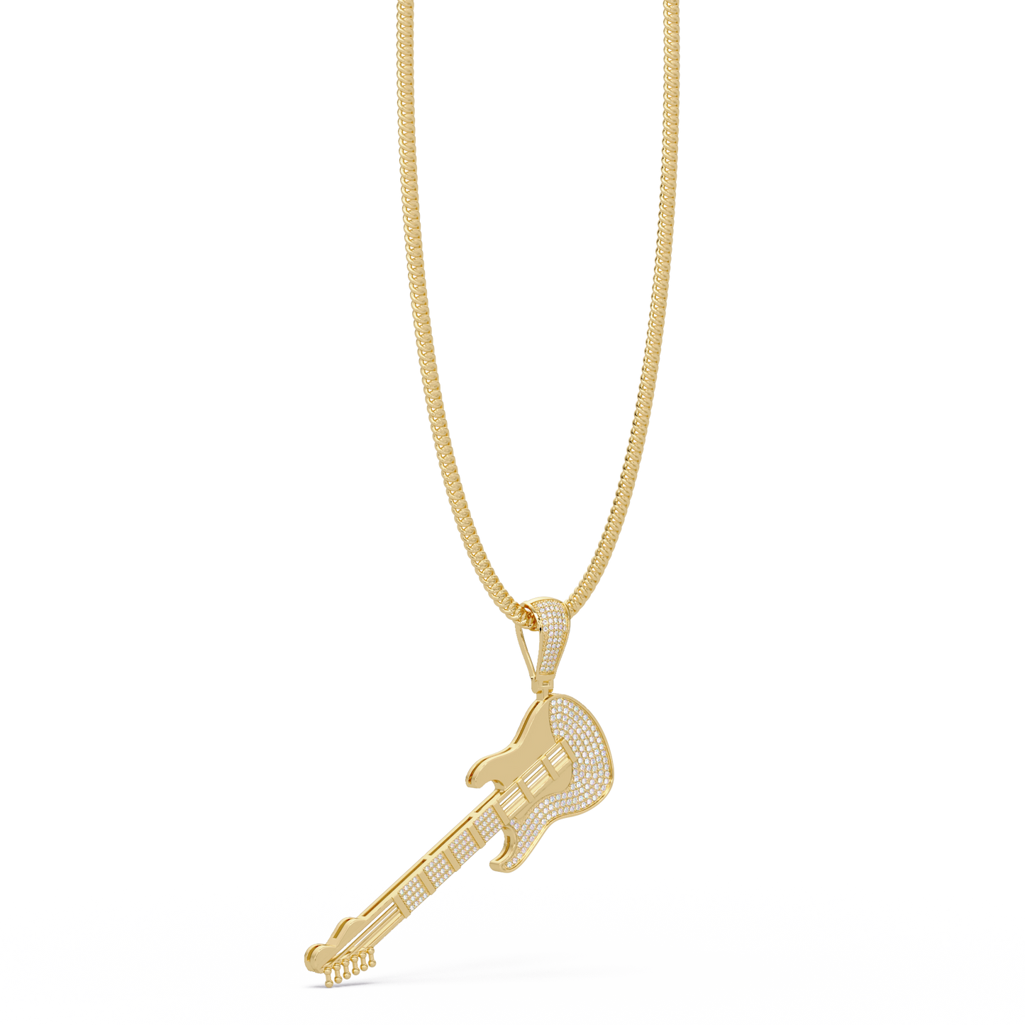 Iced Electric Guitar Lab Grown Diamond Pendant Necklace - HIGHCARAT DIAMONDS