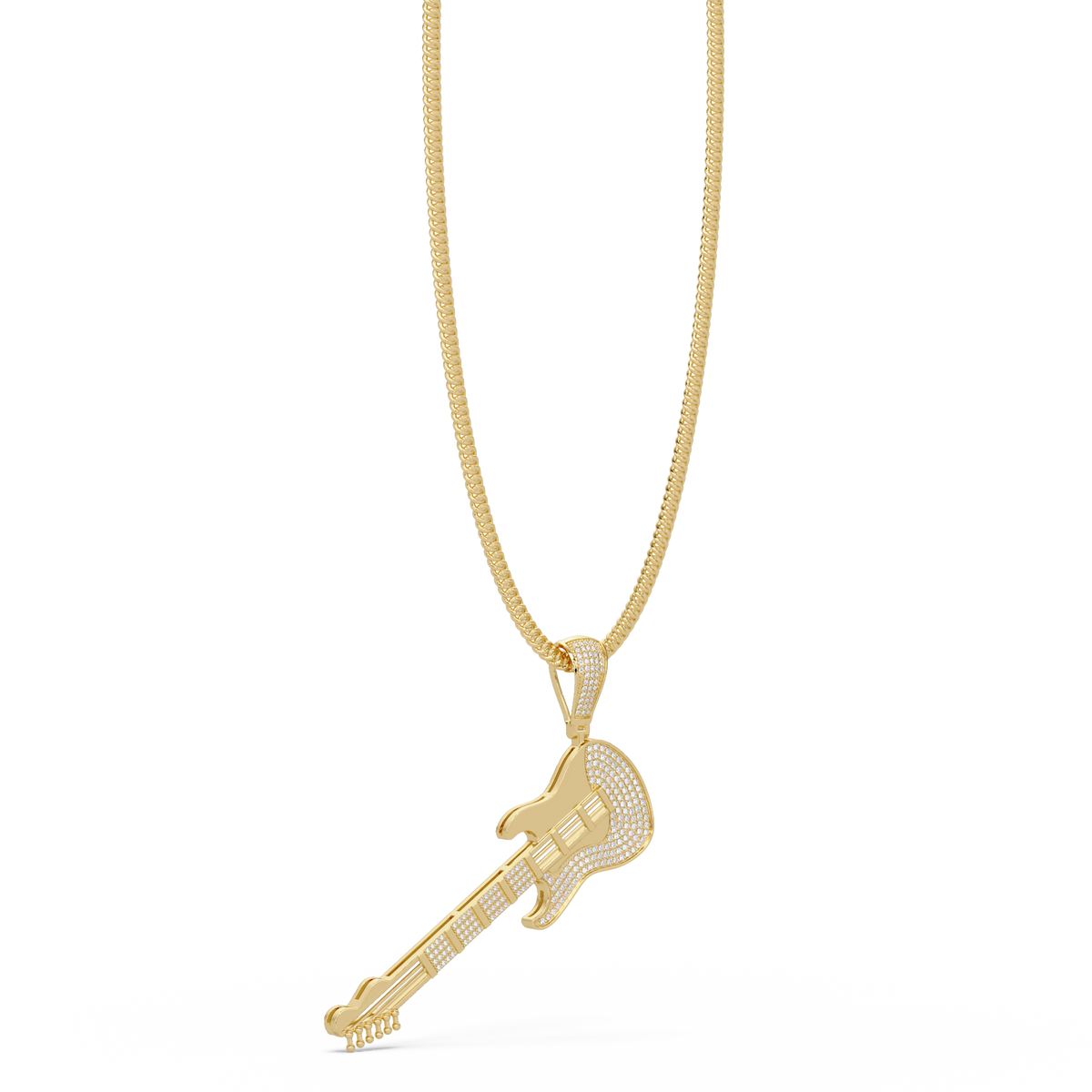 Iced Electric Guitar Lab Grown Diamond Pendant Necklace - HIGHCARAT DIAMONDS