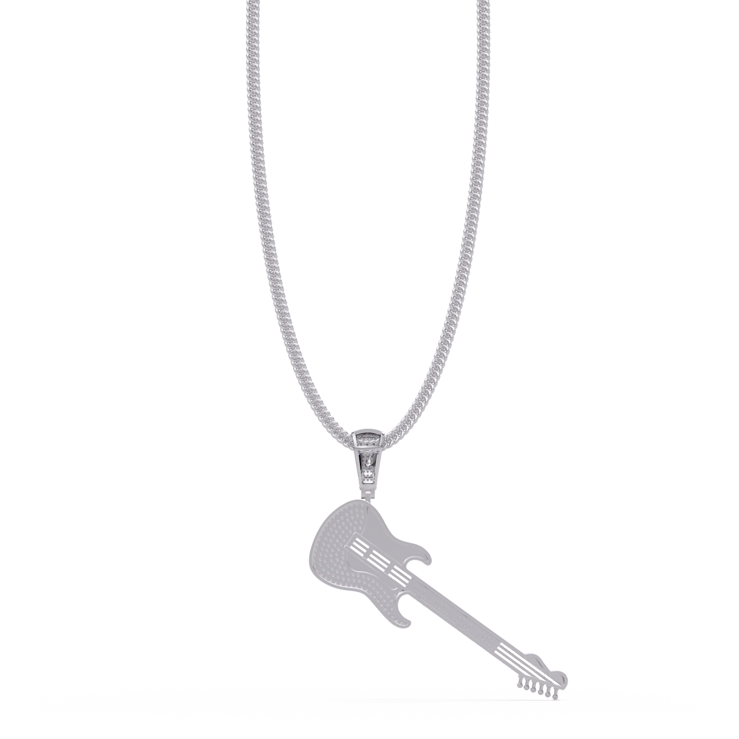 Iced Electric Guitar Lab Grown Diamond Pendant Necklace - HIGHCARAT DIAMONDS