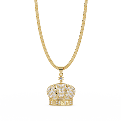 Iced Gold Crown King Lab Grown Diamond Pendant Necklace - HIGHCARAT DIAMONDS