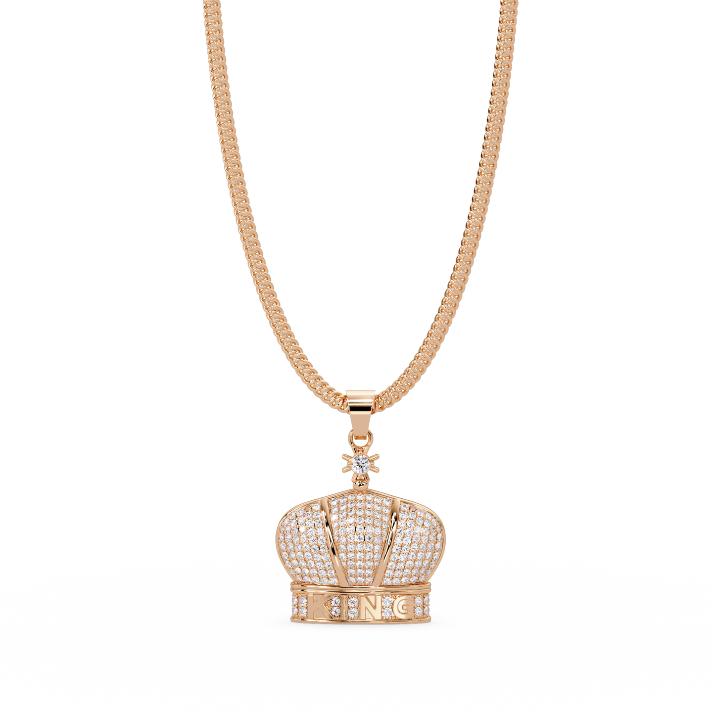 Iced Gold Crown King Lab Grown Diamond Pendant Necklace - HIGHCARAT DIAMONDS