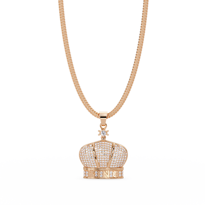 Iced Gold Crown King Lab Grown Diamond Pendant Necklace - HIGHCARAT DIAMONDS