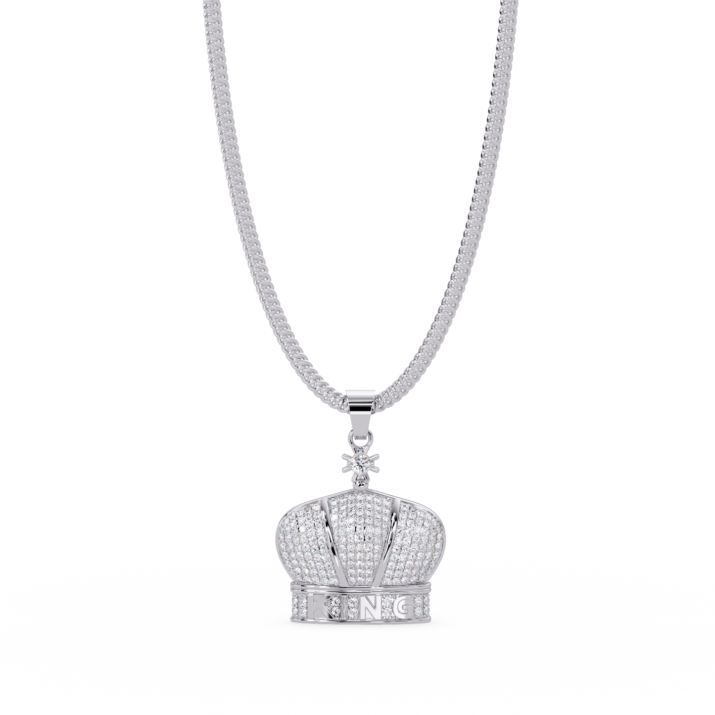 Iced Gold Crown King Lab Grown Diamond Pendant Necklace - HIGHCARAT DIAMONDS