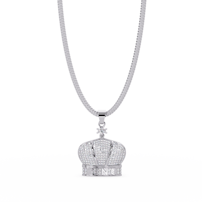Iced Gold Crown King Lab Grown Diamond Pendant Necklace - HIGHCARAT DIAMONDS