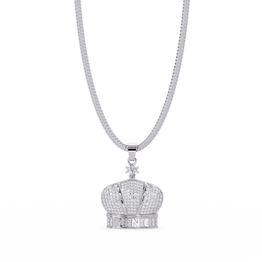 Iced Gold Crown King Lab Grown Diamond Pendant Necklace - HIGHCARAT DIAMONDS