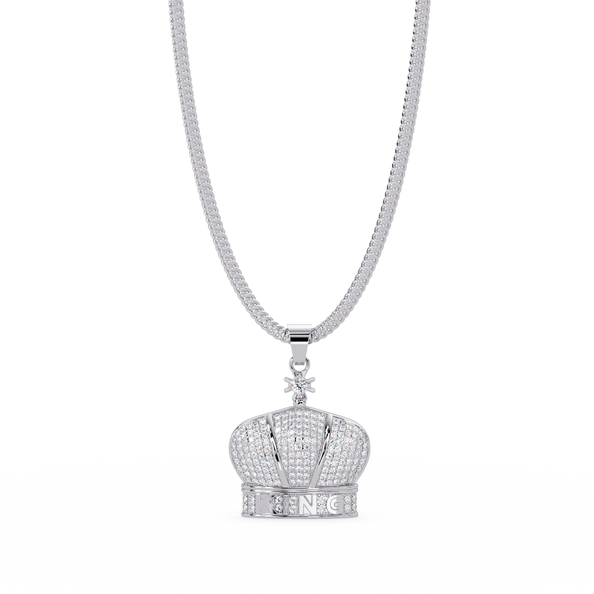 Iced Gold Crown King Lab Grown Diamond Pendant Necklace - HIGHCARAT DIAMONDS