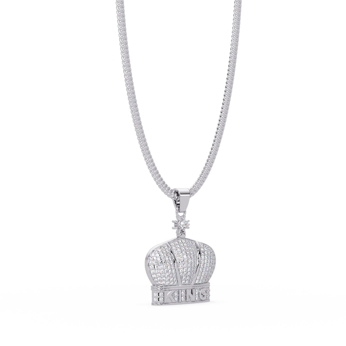 Iced Gold Crown King Lab Grown Diamond Pendant Necklace - HIGHCARAT DIAMONDS