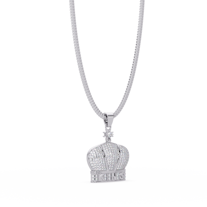 Iced Gold Crown King Lab Grown Diamond Pendant Necklace - HIGHCARAT DIAMONDS