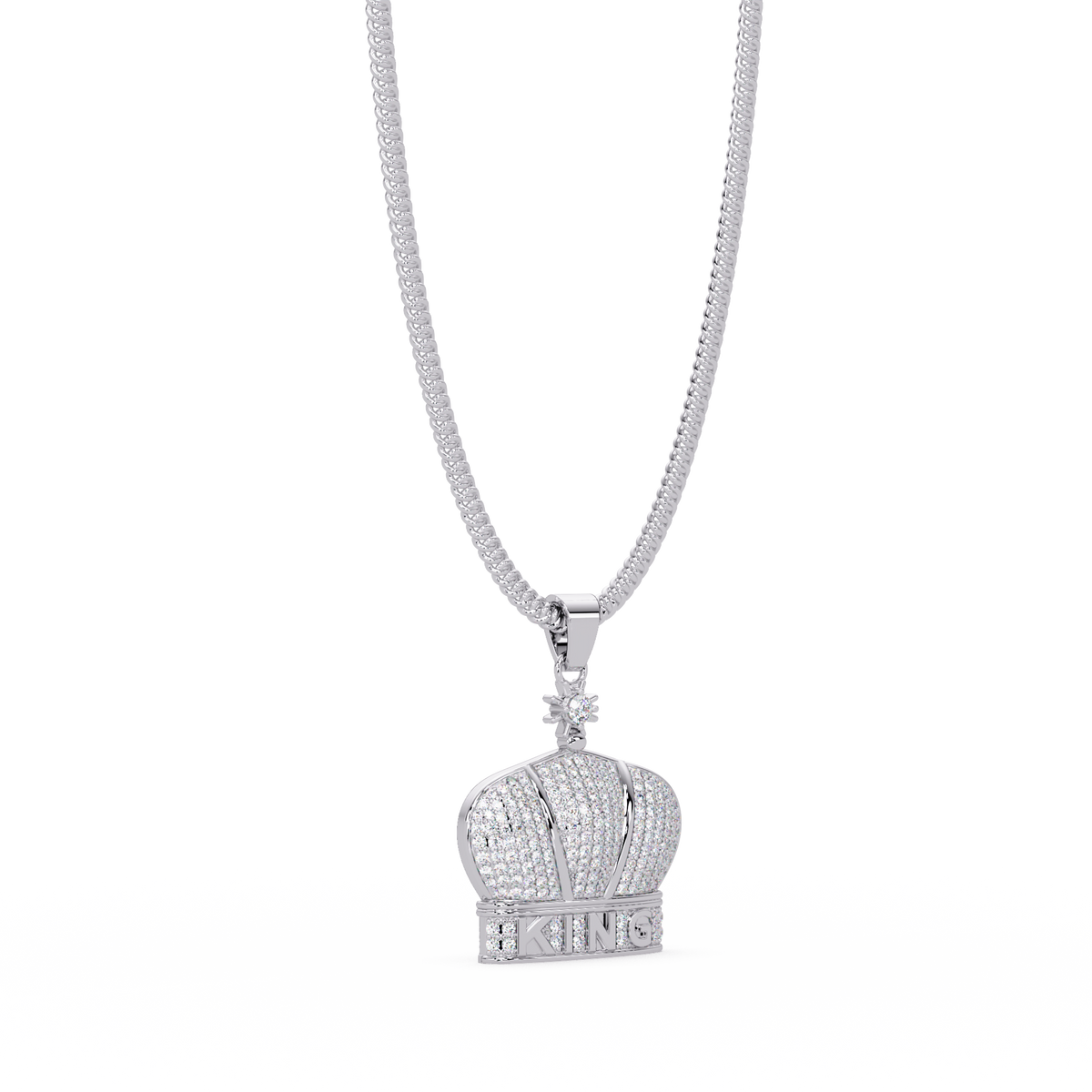 Iced Gold Crown King Lab Grown Diamond Pendant Necklace - HIGHCARAT DIAMONDS