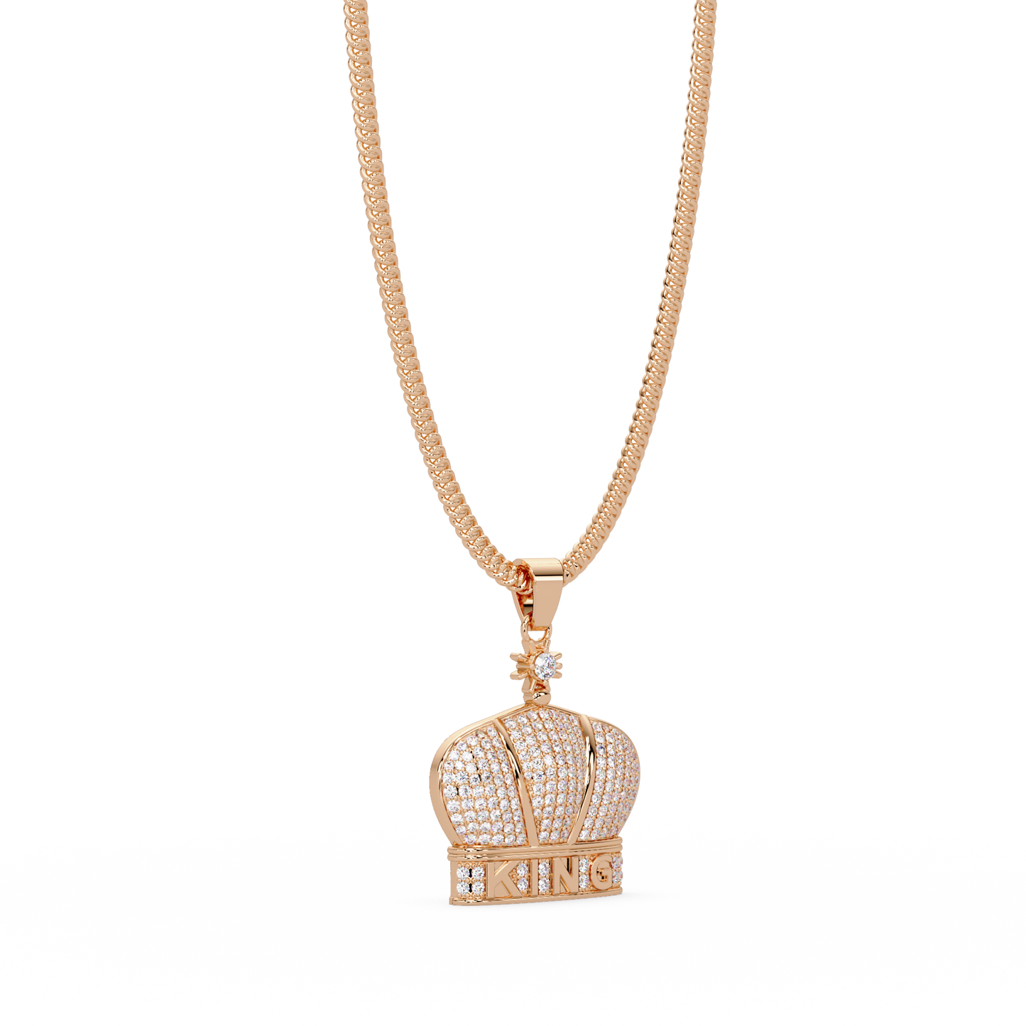 Iced Gold Crown King Lab Grown Diamond Pendant Necklace - HIGHCARAT DIAMONDS