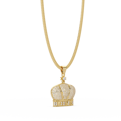 Iced Gold Crown King Lab Grown Diamond Pendant Necklace - HIGHCARAT DIAMONDS