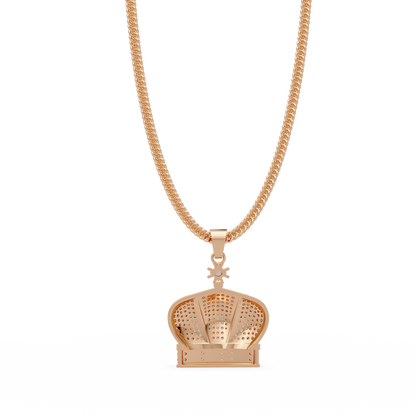 Iced Gold Crown King Lab Grown Diamond Pendant Necklace - HIGHCARAT DIAMONDS