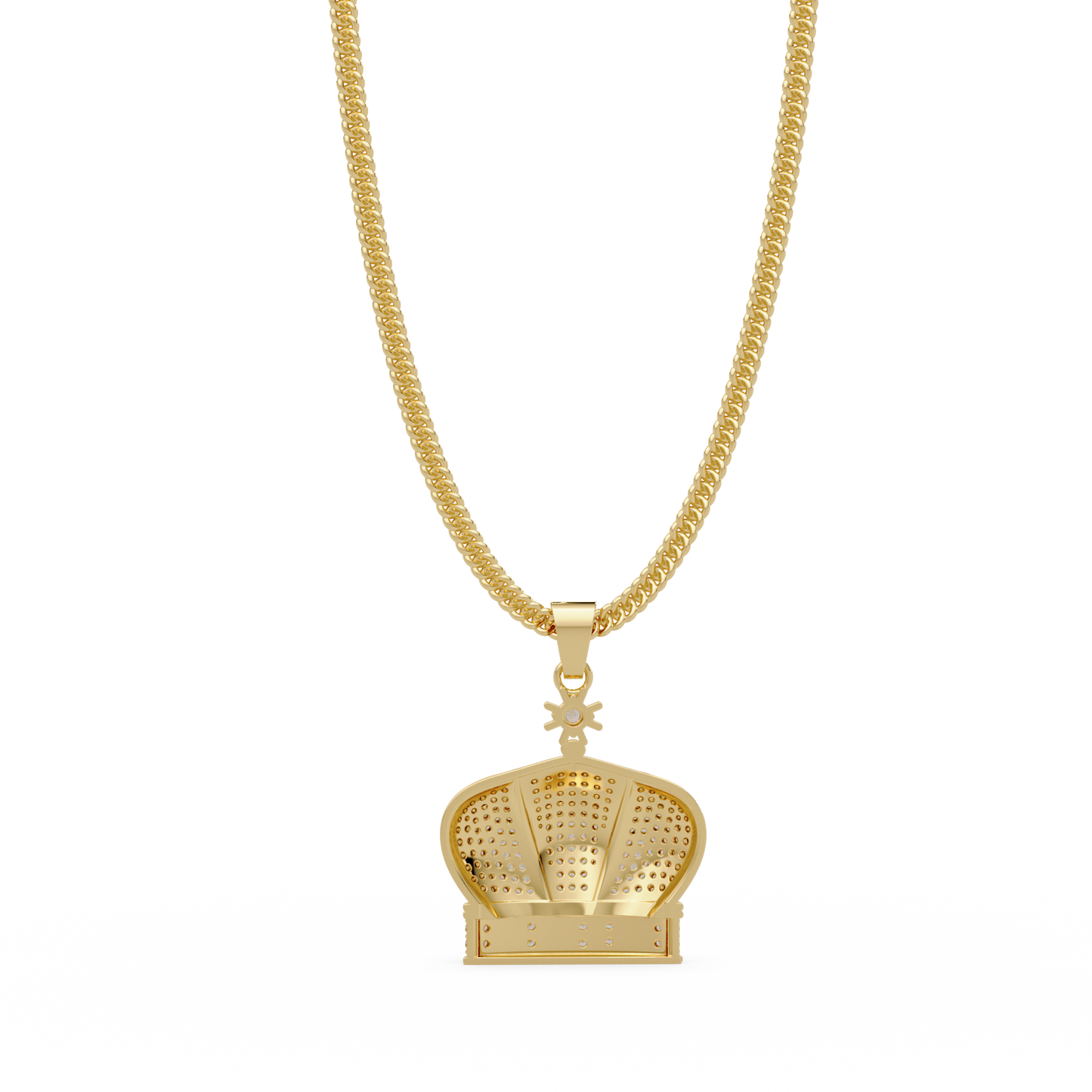 Iced Gold Crown King Lab Grown Diamond Pendant Necklace - HIGHCARAT DIAMONDS