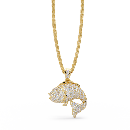 Iced Gold Fish Lab grown Diamond Pendant Necklace - HIGHCARAT DIAMONDS