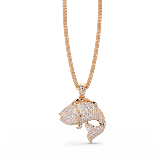 Iced Gold Fish Lab grown Diamond Pendant Necklace - HIGHCARAT DIAMONDS