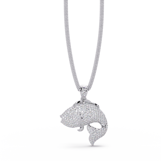 Iced Gold Fish Lab grown Diamond Pendant Necklace - HIGHCARAT DIAMONDS