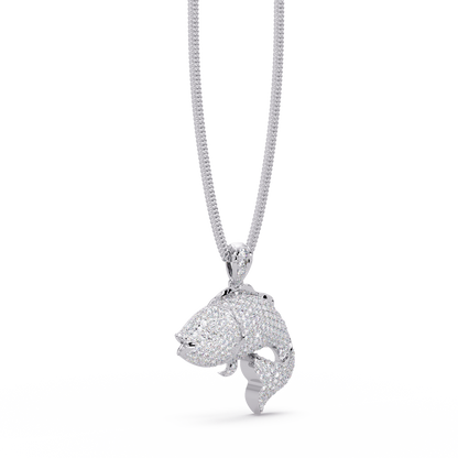 Iced Gold Fish Lab grown Diamond Pendant Necklace - HIGHCARAT DIAMONDS