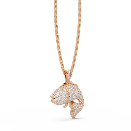 Iced Gold Fish Lab grown Diamond Pendant Necklace - HIGHCARAT DIAMONDS