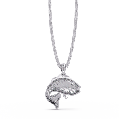 Iced Gold Fish Lab grown Diamond Pendant Necklace - HIGHCARAT DIAMONDS