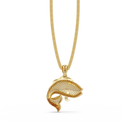 Iced Gold Fish Lab grown Diamond Pendant Necklace - HIGHCARAT DIAMONDS